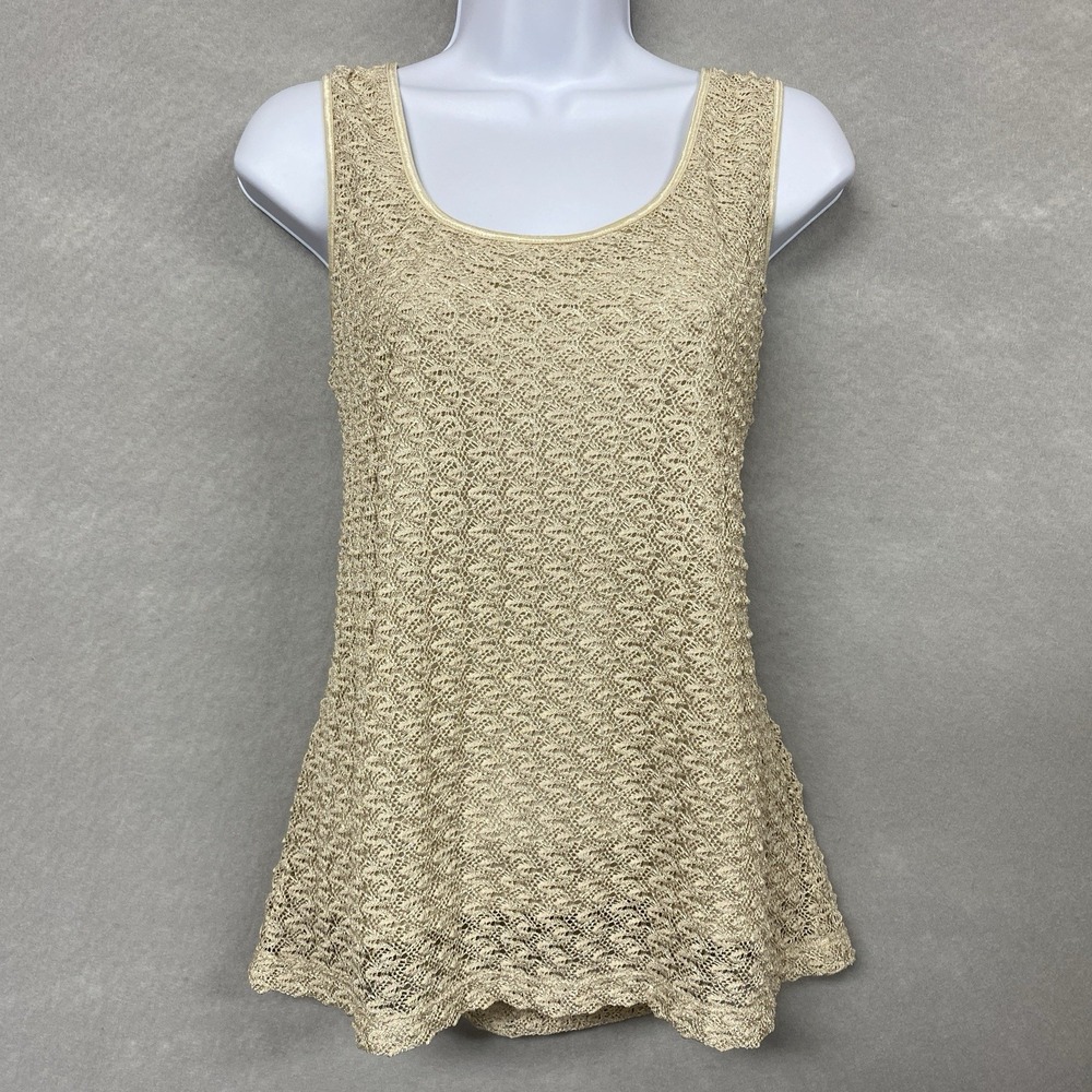 Rafaella Women Large Tank Top Beige Vintage 90s NWT Stretch Lace Lined Minimal